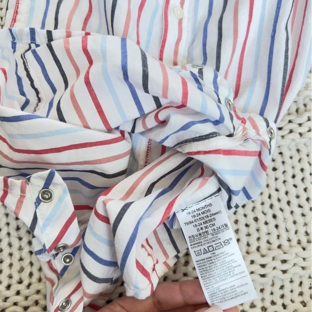 Baby Gap Striped Romper with Logo 18-24 Months